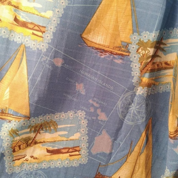 Bermuda Bay Silk Sailboat Beach Button Shirt XL - Picture 10 of 11